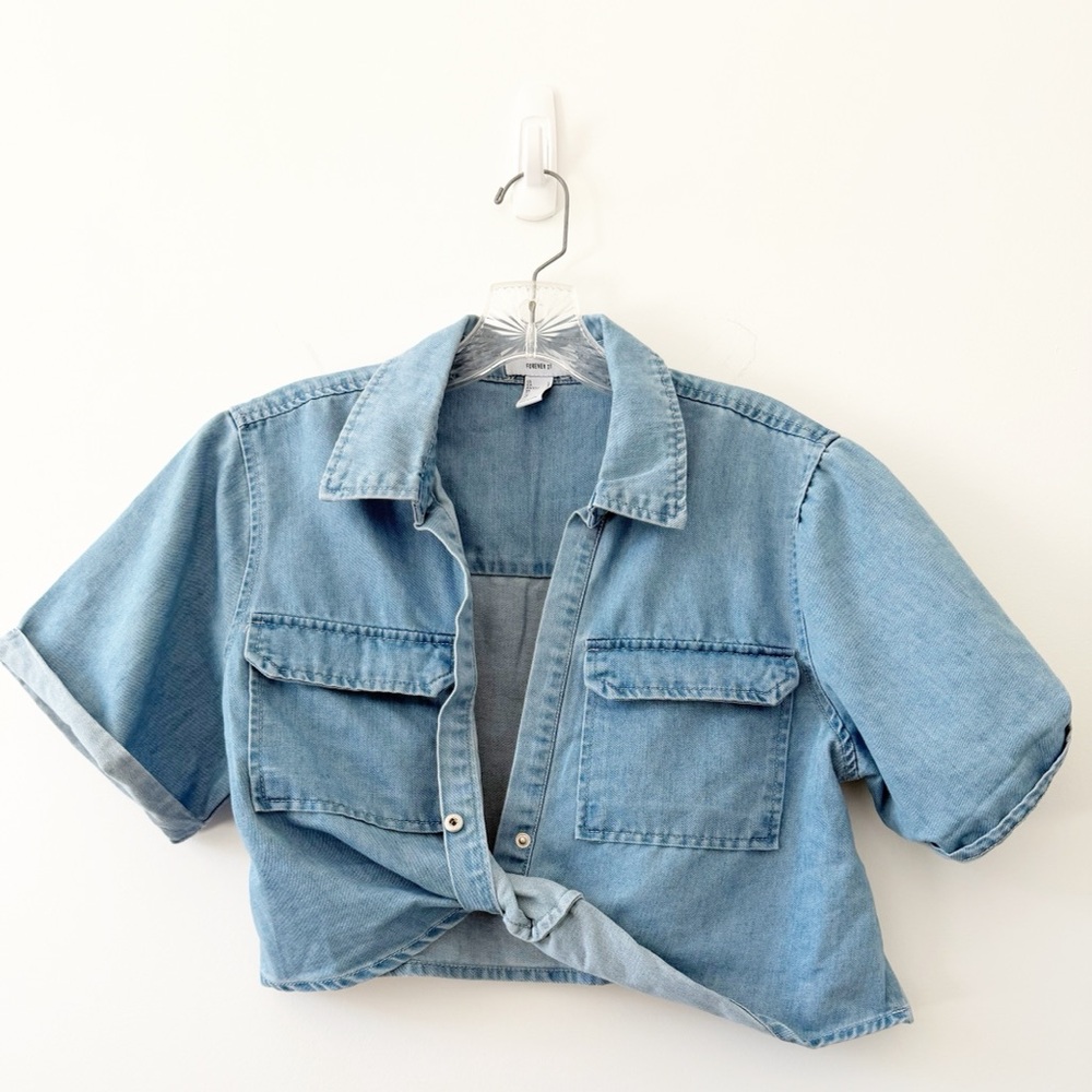 Forever 21 denim crop top